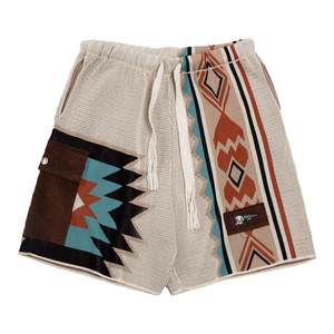 Maden workwear American retro Navajo knitted shorts Hawaiian ethnic style outdoor wearing beach five-point pants men's summer