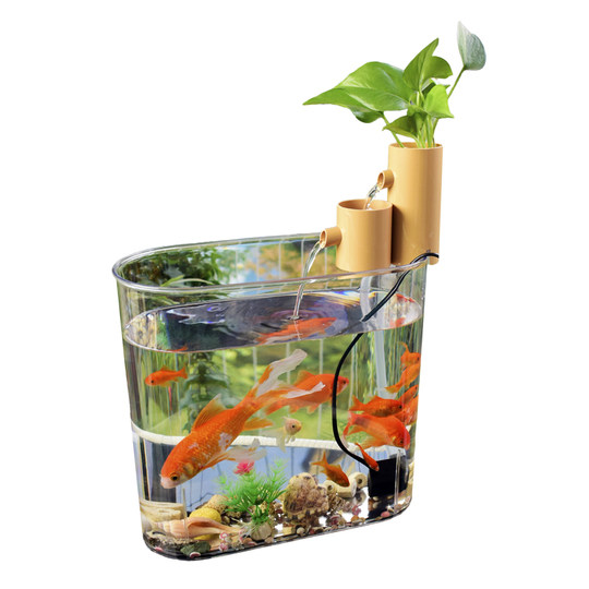 Desktop Glass Goldfish Tank with Circulating Water Flow Device - Goldfish Tank Water Circulation Systems Compact