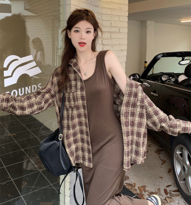 taobao agent Cardigan, jacket, dress, set, plus size, autumn, fitted