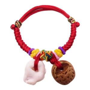 
Baby and infant peach pit pressing pig semen bone bracelet anklet newborn peach basket colorful red rope anti-scar bracelet