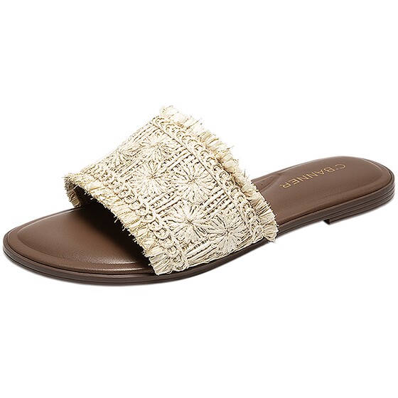 
[Same style as Li Sheng] Qianbaidu woven flip-flops for women summer new flat casual outer wear sandals