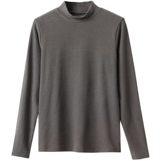 
83571 300g toothpick velvet constant temperature men's double-sided velvet bottoming half turtleneck long-sleeved T-shirt for warmth men's clothing