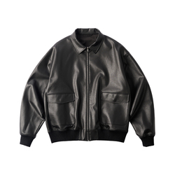 Bohrhoo23aw Japanese Solid Color Versatile High-end Men's Jacket Retro Trendy Simple Handsome Leather Jacket