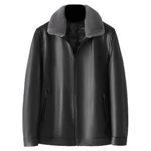
Haining first layer cowhide jacket mink fur collar genuine leather down jacket men's down leather jacket middle-aged and elderly warm thick coat