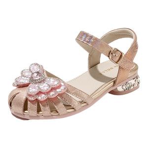 
Belle children's shoes, high heel fashion sandals, summer fashion girls' crystal princess shoes, children's small butterfly toe shoes