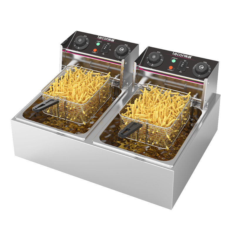 Friteuse Double Cuve Professionnelle Vertes – 2x10L – Acier Inox – 3000W – Neuf