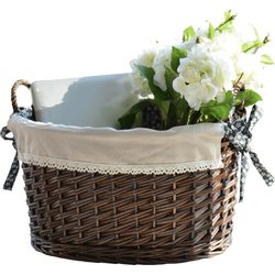Yiran Home Furnishing Pastoral Grass and Wicker Handmade Storage Basket
