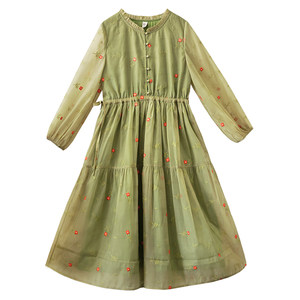 
50% off [Nanfeng Travel] Spring imitation tiny embroidered dress for women's new long-sleeved high-waisted slim long skirt