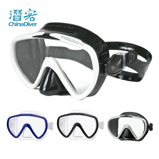 TSA M17 diving mask ອຸປະກອນການດໍານ້ໍາເລິກມືອາຊີບ soft silicone frameless wide angle view scuba black and white panda