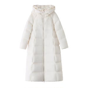 
High-end long over-the-knee white duck down jacket for women 2025 new winter Korean style fashion hooded warm jacket