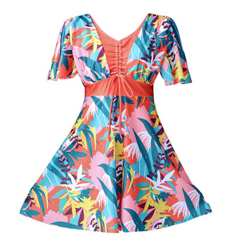 Mom style middle -aged and elderly conservative skirt split swimsuit
