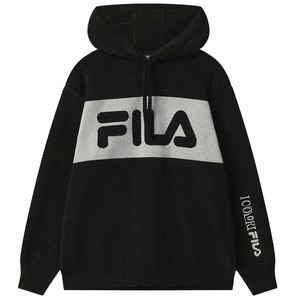 
FILA official couple knitted sweater tops for men winter new casual loose long-sleeved snowflake velvet sweater for women
