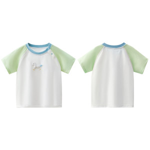 
October Crystal Sunshine Girls Short Sleeve T-Shirt Children's Cotton Top Summer Breathable Boys Raglan Sleeve T-Shirt