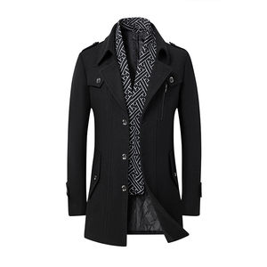 
Playboy Autumn and Winter Men's Woolen Coat Men's Scarf Collar Trendy Versatile Casual Thickened Windbreaker Jacket