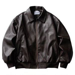 
ONUN American retro matte textured lapel PU leather jacket for autumn boys casual motorcycle jacket trendy