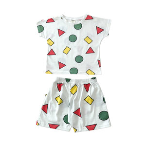 Crayon Shin -new pajamas Children's Baby Baby Short Sleeve Set Air Conditioning Home Furnishing Infant Cotton Parent -Child Parent
