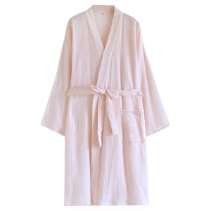 
Double-layer pure cotton gauze bathrobe for adult women, absorbent, quick-drying, bathing, cotton bathrobe, men's couple's pajamas, nightgown for home