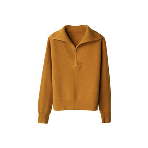
[Get it for 259 yuan] Zipper pullover retro cable lazy style sweater wool knitted bottoming shirt top for women