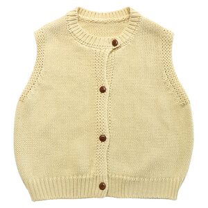 
Deer and Birds Marshmallow Light Spring Hollow Crocheted Round Neck Stacked Three-Color Knitted Vest Vest 7389