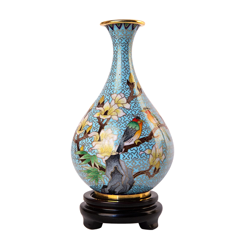 中外珐琅美术馆胆式瓶景泰蓝花瓶中式摆件珐琅节日高档节日礼物