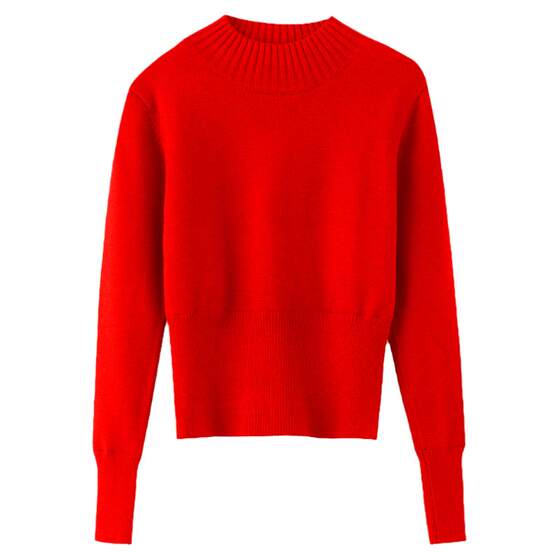 
Half turtleneck plus fleece sweater for women, thickened winter all-in-one fleece top, short warm mid-collar knitted inner layering shirt
