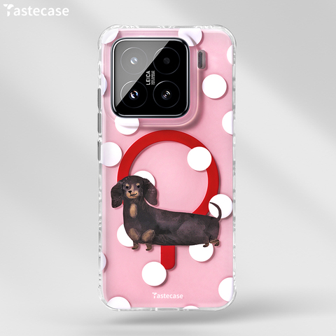 Tastecase Pink Polkadots Dachshund Dog Clear for 15 Phone Case