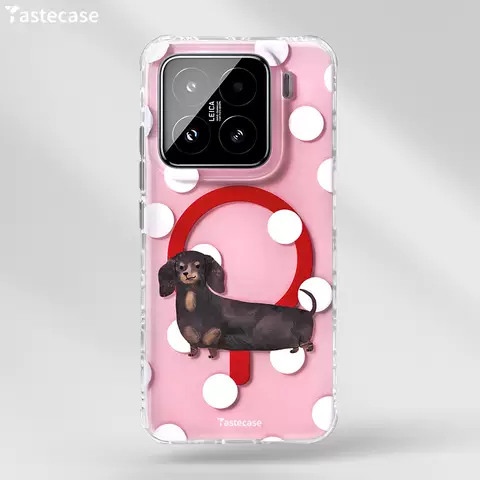 Tastecase Pink Polkadots Dachshund Dog Clear Phone Case for 15