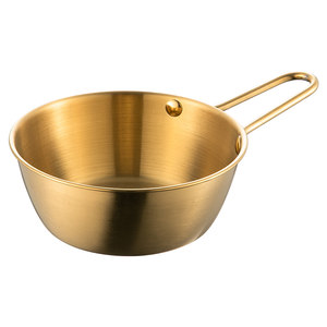 Korean rice wine bowl with handle stainless steel bowl golden hot cold wine bowl Korean tableware net red seasoning instant noodle bowl