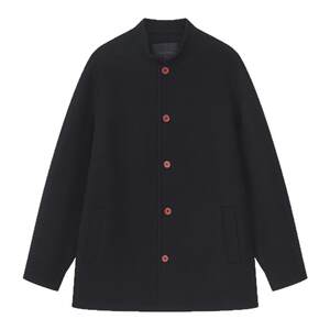 
Autumn and winter woolen short double-sided wool coat jacket for men black designer Chinese style stand collar Tang suit