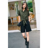 Federal Core Fashion 24 Mimi Shuangjiao Saton Scrolls с коротким рукавом Blote Fabering Shirt M1203-T0