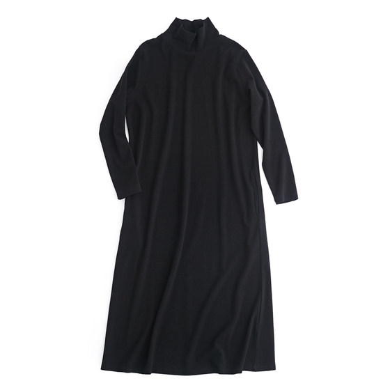 
Half turtleneck temperament long bottoming dress Xiaoyu autumn and winter versatile knitted long skirt women's black winter skirt