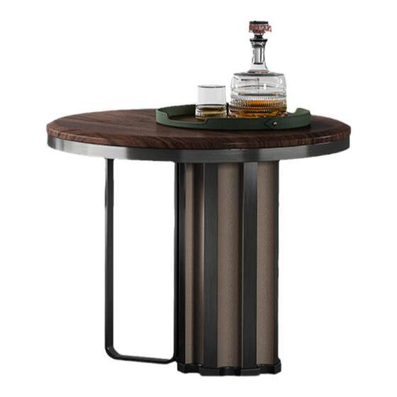 Chengjun North American black walnut solid wood side table Italian style villa whole house with designer natural marble corner table