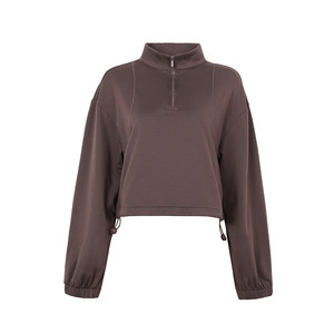 
annerun stand collar sports top long sleeve thin velvet thermal sweatshirt women's spring and autumn casual fitness clothing yoga clothing