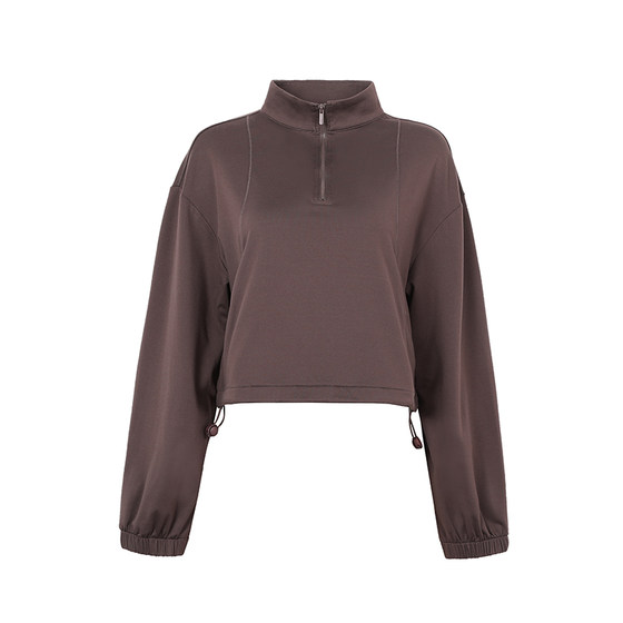 
annerun stand collar sports top long sleeve thin velvet thermal sweatshirt women's spring and autumn casual fitness clothing yoga clothing