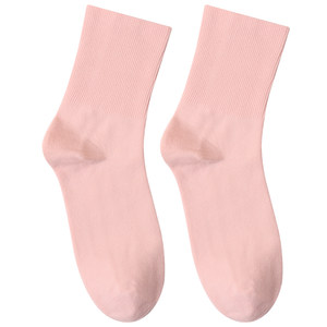 
Autumn and winter women's loose double needle thickened medium socks cotton simple medium-length waist women's socks are not stinky and warm.