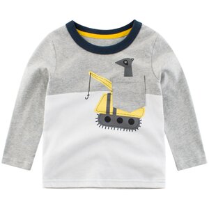 
Children's long-sleeved T-shirt 2025 Spring and Autumn New Boys's Fashionable Base Shirt Car Print Pure Cotton Fashionable Autumn Clothes