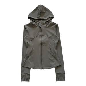 
Nude yoga suit jacket for women zipper cardigan hooded running sports fitness suit jacket top long sleeve yoga suit