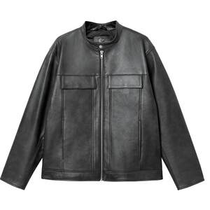 
Jack Jones Autumn and Winter Men's Leather Jacket Regular Stand Collar Zipper Jacket Warm, Comfortable, Versatile, Casual and Trendy