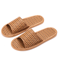 Bamboo Rattan Straw Slippers: Indoor Linen Sandals For Men And Women