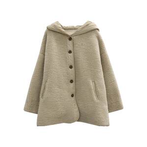 Maternity lamb fur hooded jacket for new winter small loose mid-length plush thickened warm top