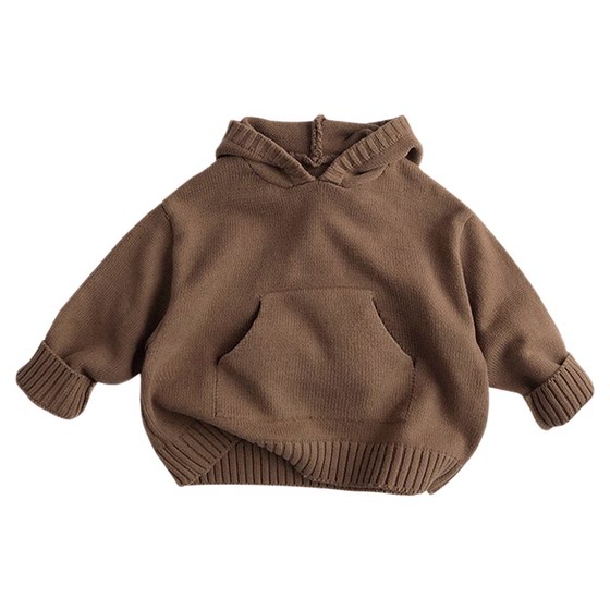 
Solid color sweater boy's tits cute hoodie boy and girl Korean loose knit sweater pullover base shirt fashionable casual