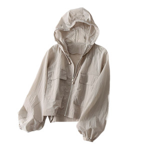 
Solid color sun protection clothing gauze style summer 2026 new Internet celebrity thin coat sun protection clothing women's short Korean style hooded