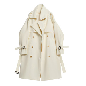 Autumn trench coat men and women Korean version loose double -breasted spring and autumn design senior vertical medium long coat casual jacket