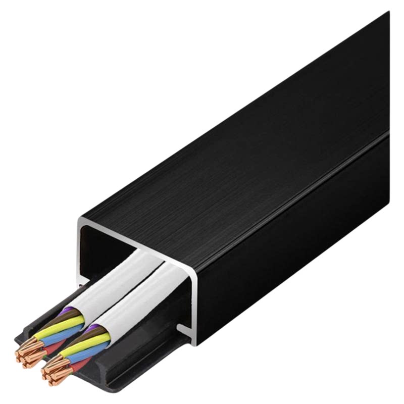 Wire Mode Riceway Beauty and Fate Aluminum Wire Trough - Black U-Shaped Cable Raceway