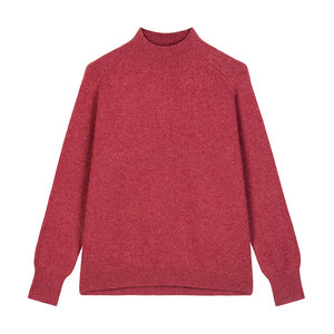 
[Clearing Special Offer] Women's Loose and Lazy Style Design Niche Top for Women with a Ding Raspberry Red Half Turtle Sweater