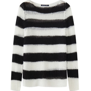 
BM striped hollow sweater, lazy style mohair thin knitted loose long-sleeved shirt top, new outside