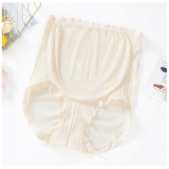 Large -size pregnant women pants spring and summer non -trace shorts 300 bacteriostatic crotch full pregnancy high waist holding belly panties 200*0.5kg three strips
