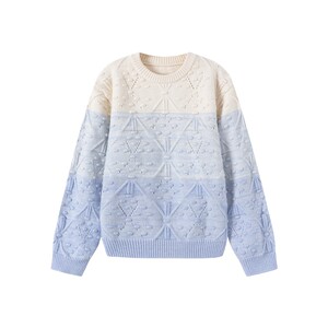 
Frog Prince 2025 new style boys and girls knitted sweater sweet blue gradient pullover warm bottoming children's sweater