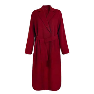 
Burgundy Autumn and Winter Double-sided Wool Coat Women's Mid-Length Bridal Wedding Toast New Year's Jersey Woolen Coat Women