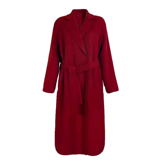 
Burgundy Autumn and Winter Double-sided Wool Coat Women's Mid-Length Bridal Wedding Toast New Year's Jersey Woolen Coat Women